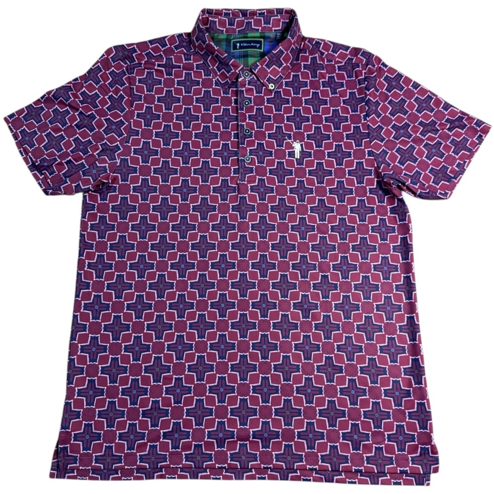 William Murray Golf Polo Shirt Mens Medium Geometric Pattern‎ Short Sleeve